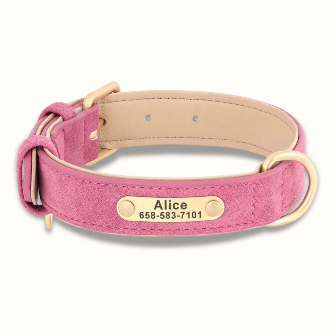 PawID - Gegraveerde Leren Hondenhalsband