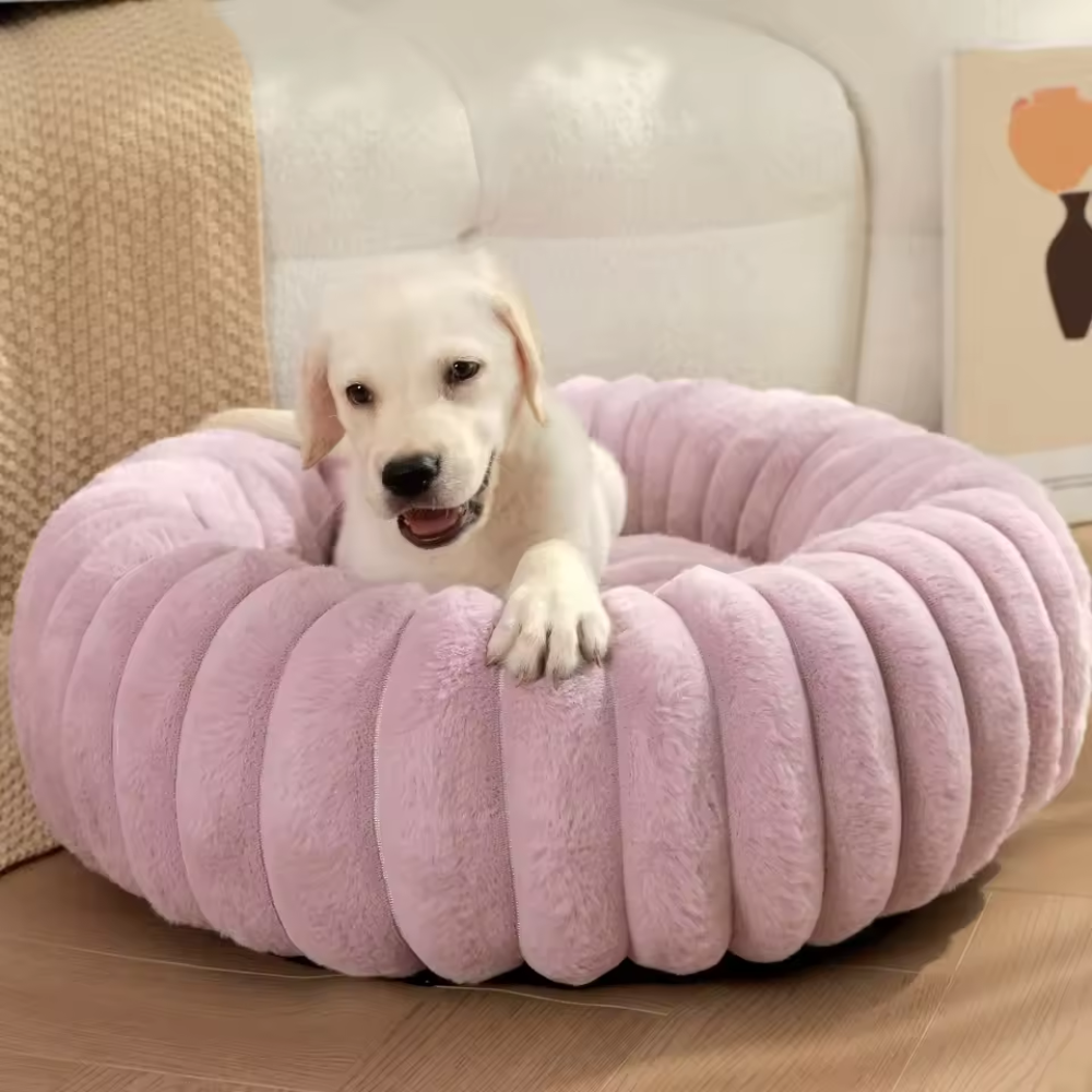 Round Plush Pet Bed – Soft, Warm Sleeping Nest for Cats & Medium Dogs (40–70cm)