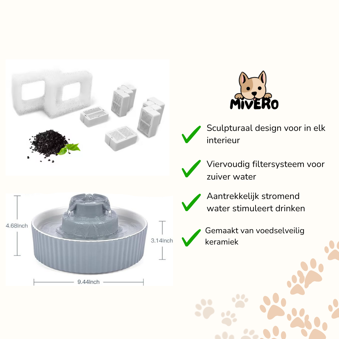 HydraPet - Keramische Stilwater Drinkfontein