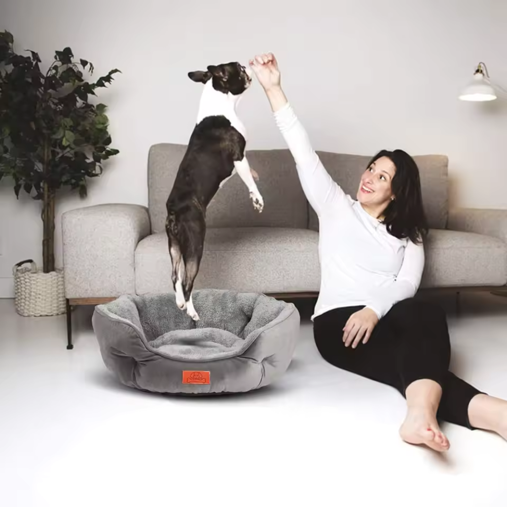 Gray Pet Bed – Soft, Washable & Water-Resistant (50cm)