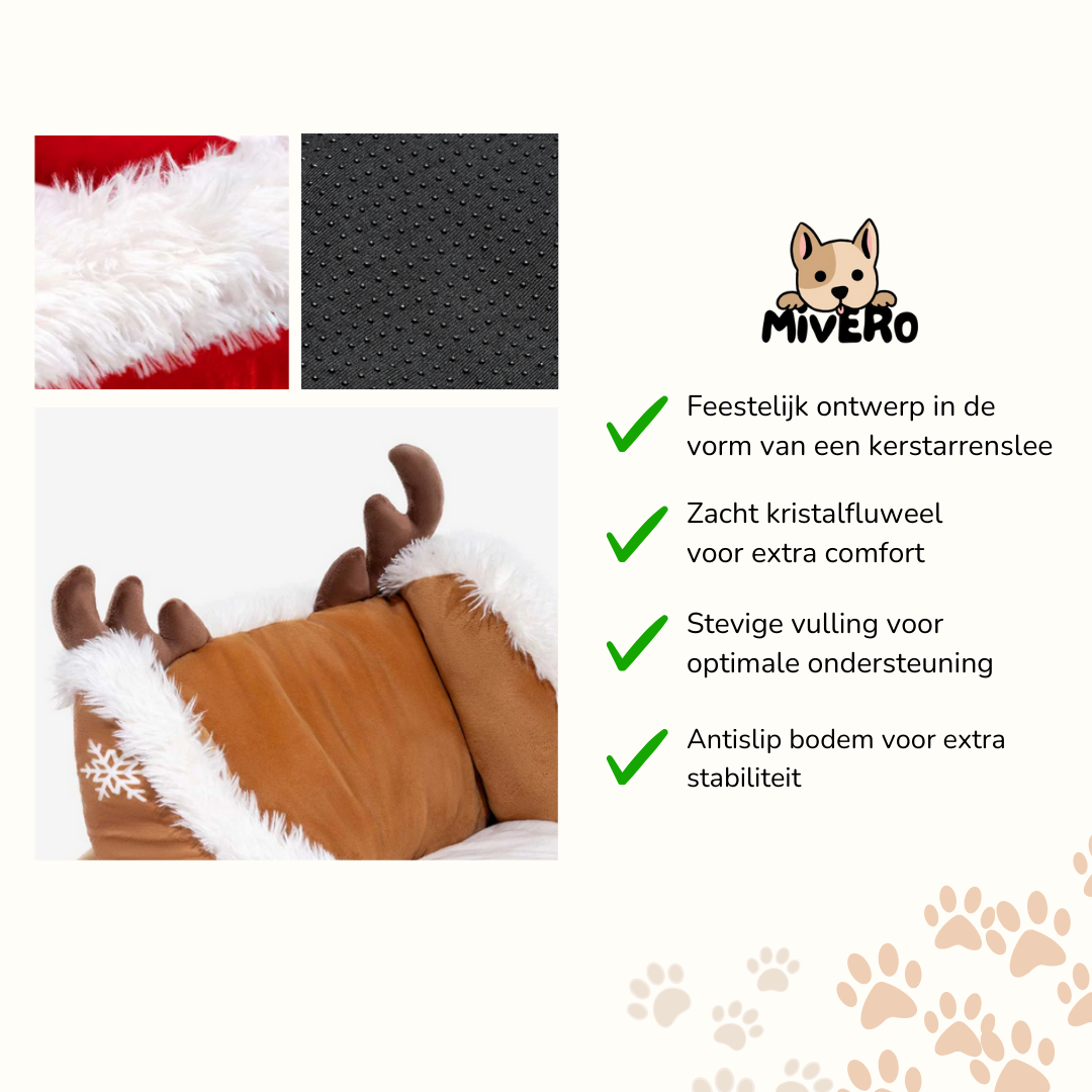 SnoozeSleigh - Comfortabel Kerst Hondenbed