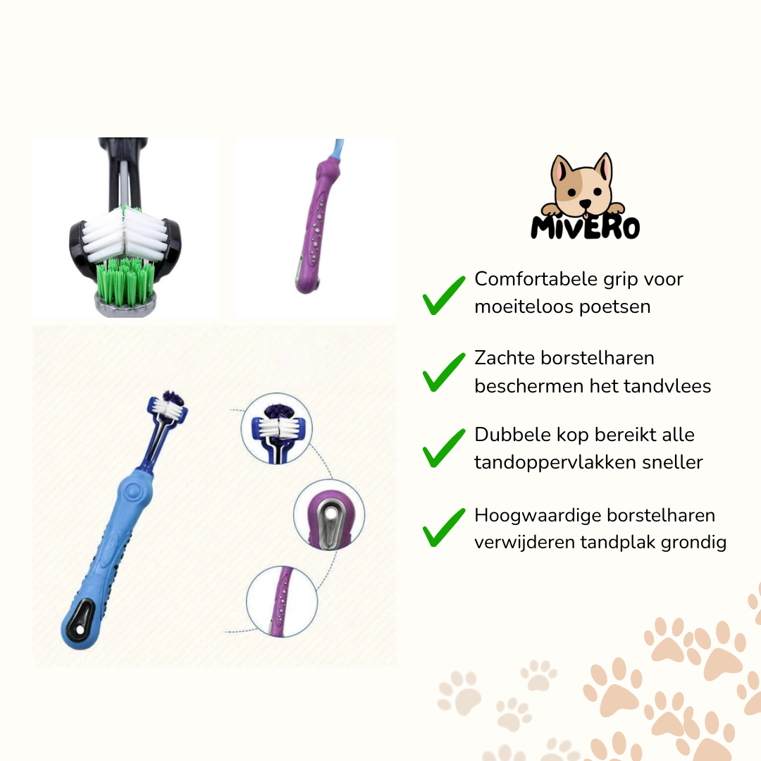 DentaPup - Ergonomische dubbelzijdige hondentandenborstel