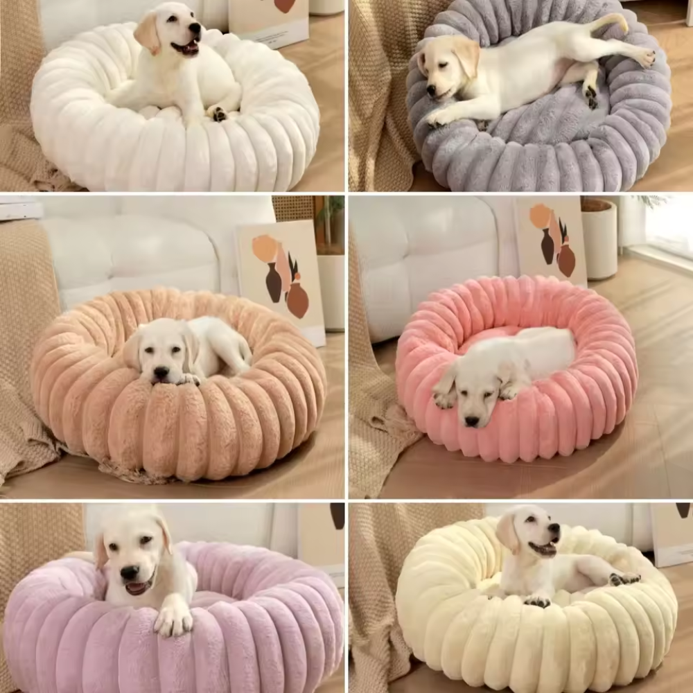 Round Plush Pet Bed – Soft, Warm Sleeping Nest for Cats & Medium Dogs (40–70cm)