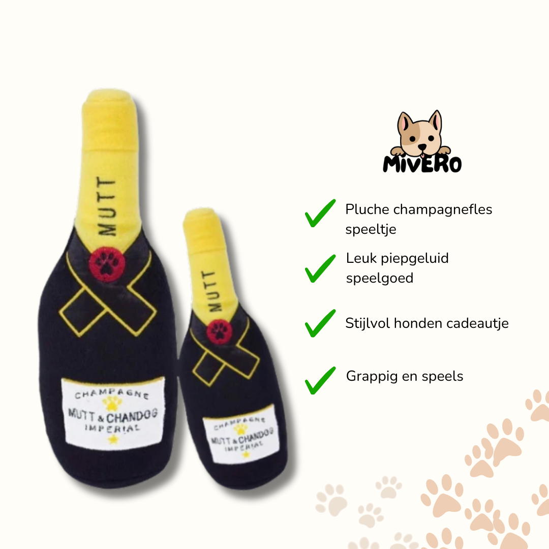 Chompagne - Pluche Piepende Champagnespeeltje