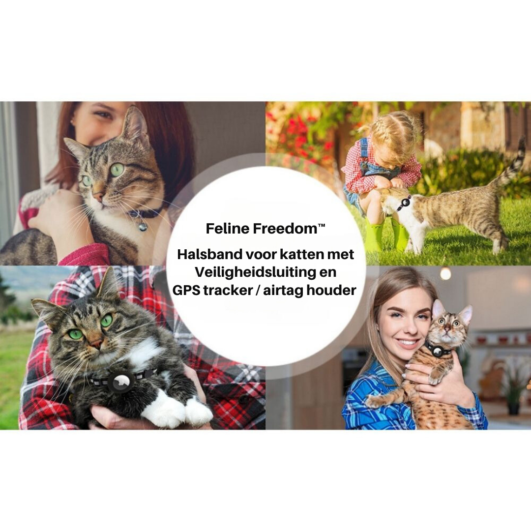 Feline Freedom™ Kattenbandje met Veiligheidsluiting | Gps tracker / Airtag houder