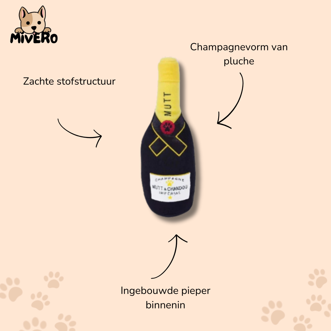 Chompagne - Pluche Piepende Champagnespeeltje