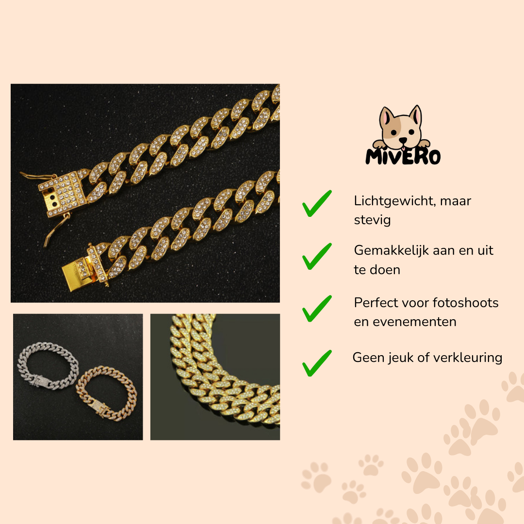 BarkBling - Goudkleurige Hondenketting Luxe