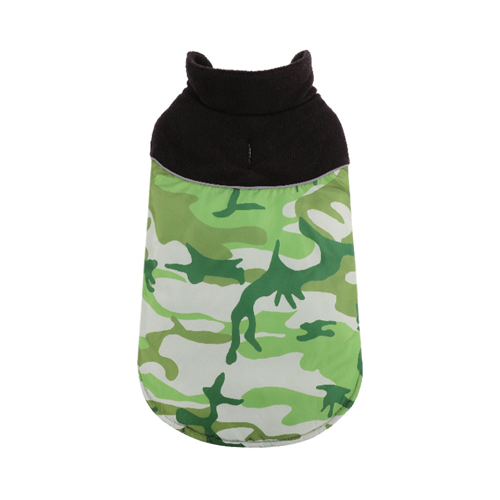 Stijlvol omkeerbaar hondenjack met camouflagestikselpatroon