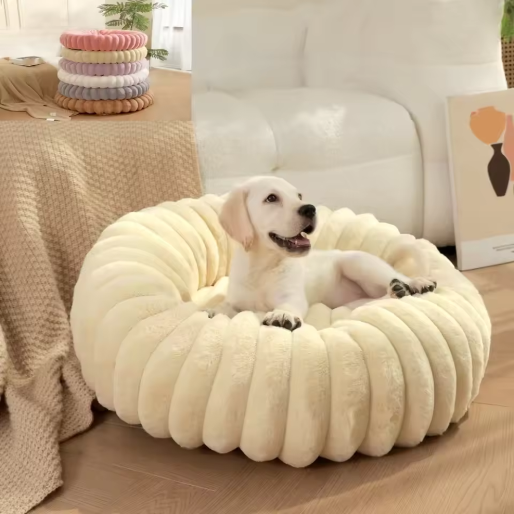 Round Plush Pet Bed – Soft, Warm Sleeping Nest for Cats & Medium Dogs (40–70cm)