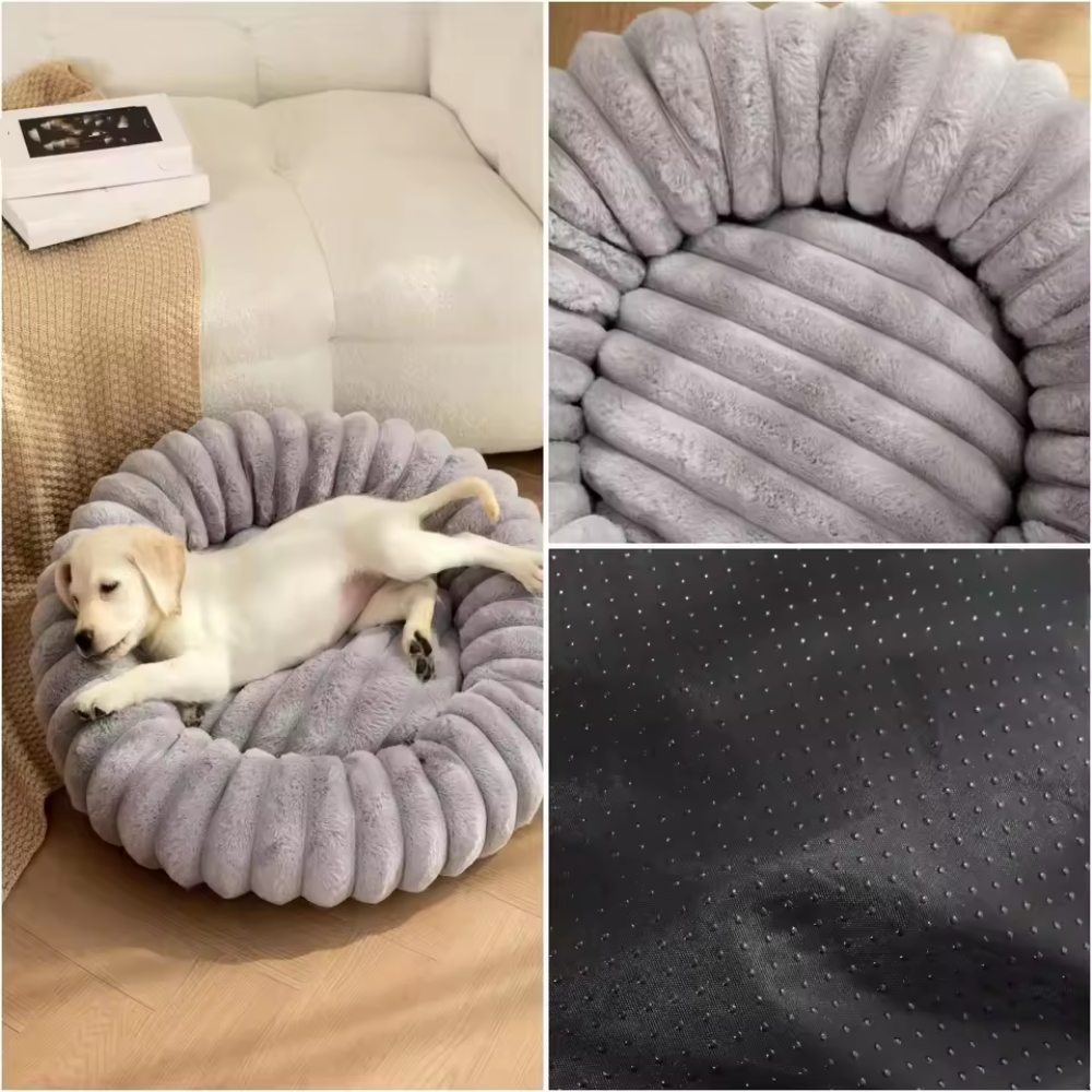 Round Plush Pet Bed – Soft, Warm Sleeping Nest for Cats & Medium Dogs (40–70cm)