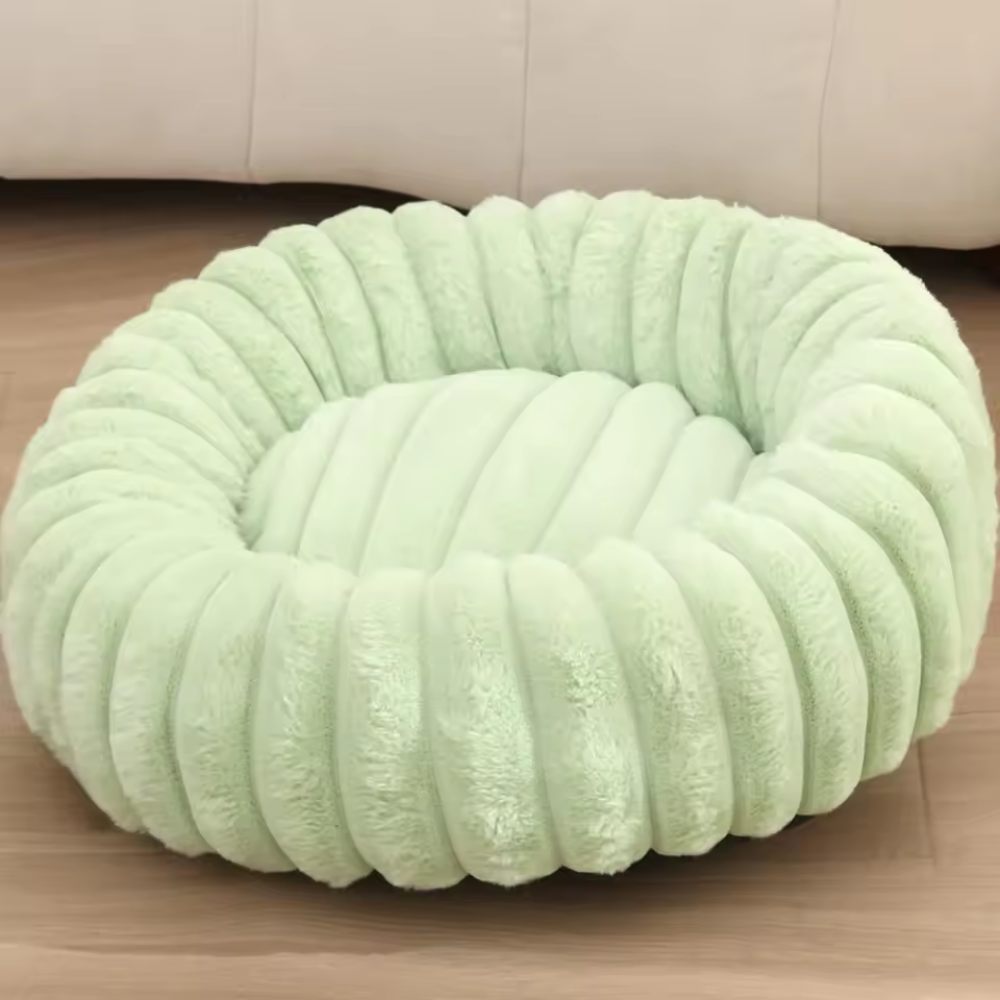 Round Plush Pet Bed – Soft, Warm Sleeping Nest for Cats & Medium Dogs (40–70cm)