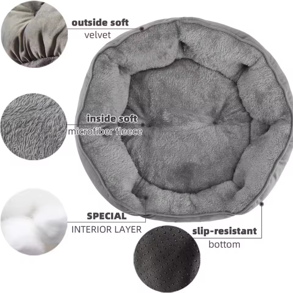 Gray Pet Bed – Soft, Washable & Water-Resistant (50cm)