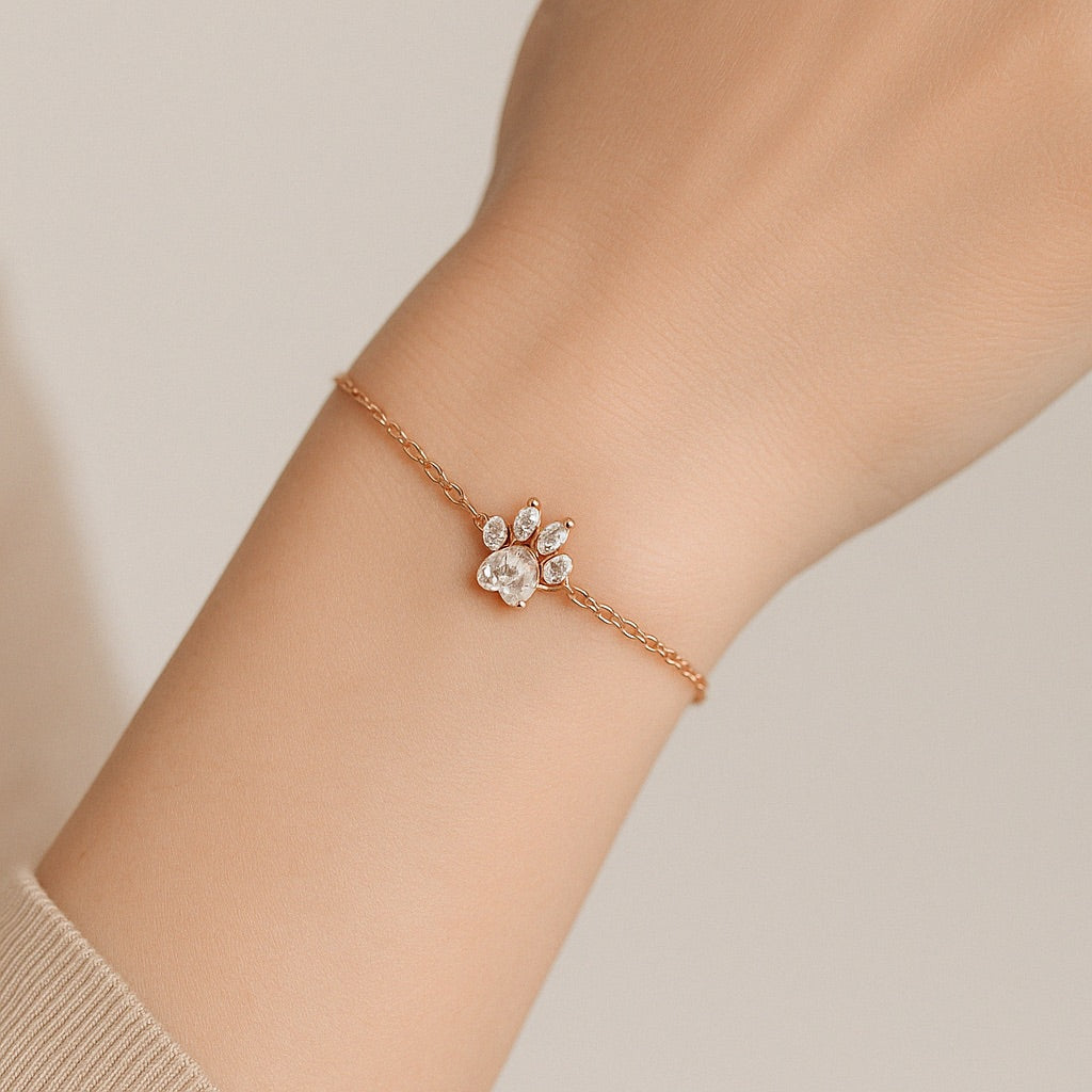 Armband met pootafdruk van rozenkwarts