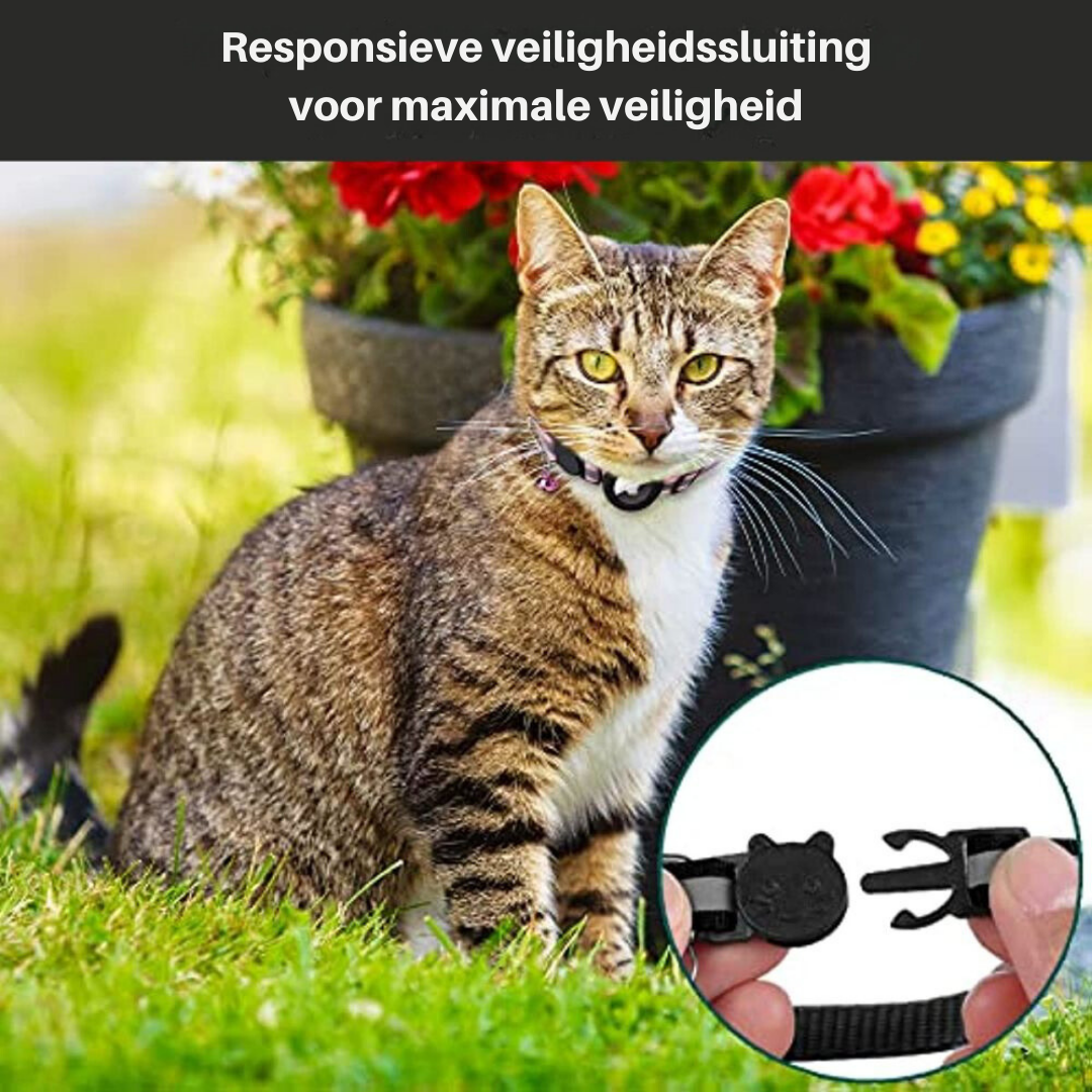 Feline Freedom™ Kattenbandje met Veiligheidsluiting | Gps tracker / Airtag houder