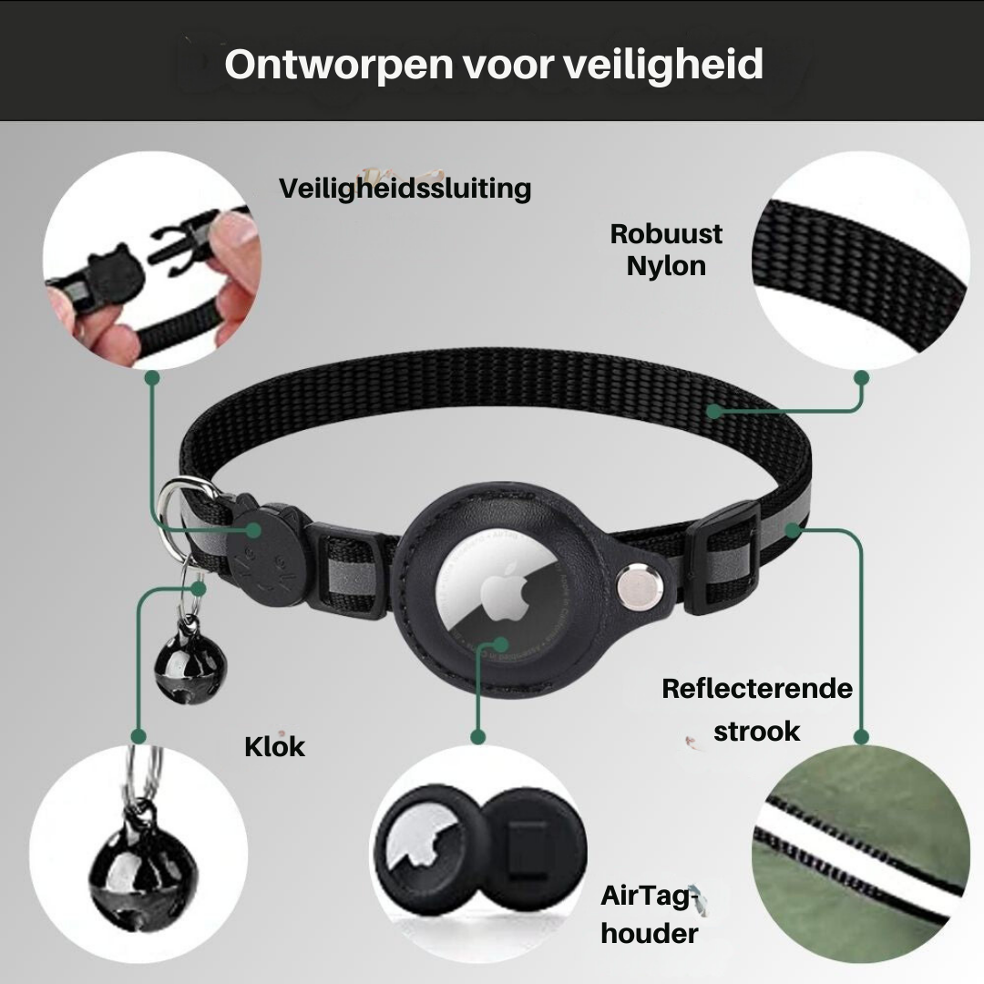 Feline Freedom™ Kattenbandje met Veiligheidsluiting | Gps tracker / Airtag houder