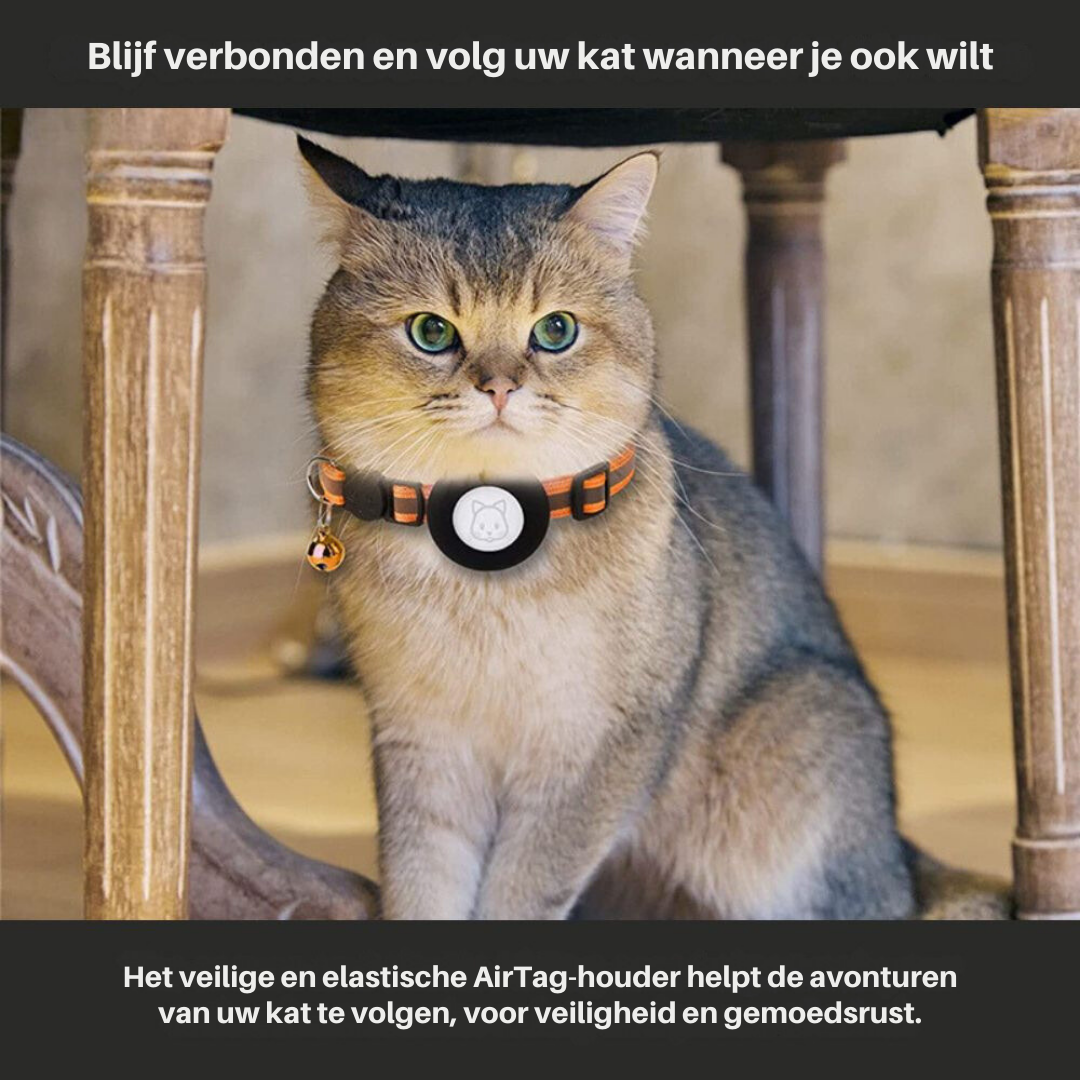 Feline Freedom™ Kattenbandje met Veiligheidsluiting | Gps tracker / Airtag houder