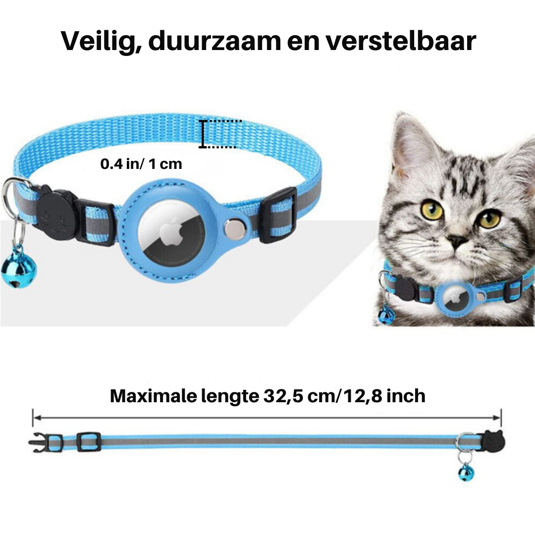 Feline Freedom™ Kattenbandje met Veiligheidsluiting | Gps tracker / Airtag houder