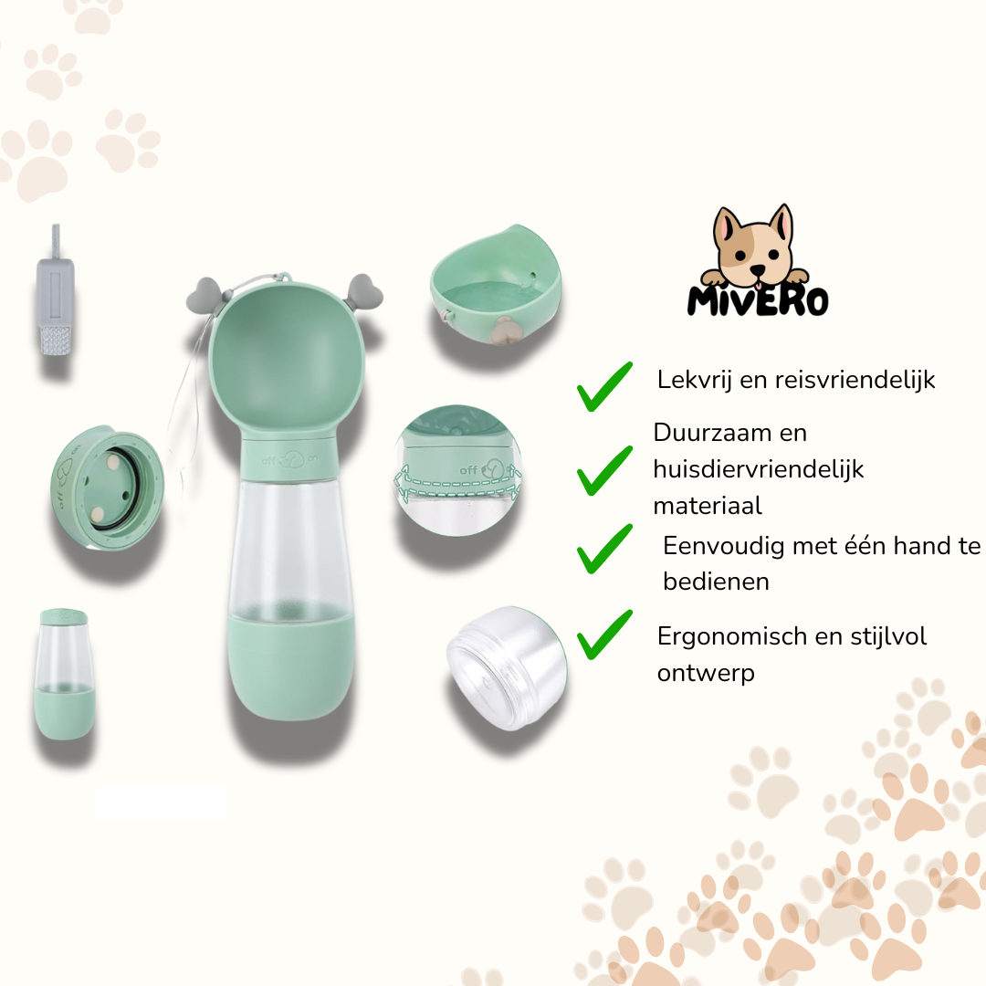 HydraPaw - Lekvrije Reisfles Huisdier