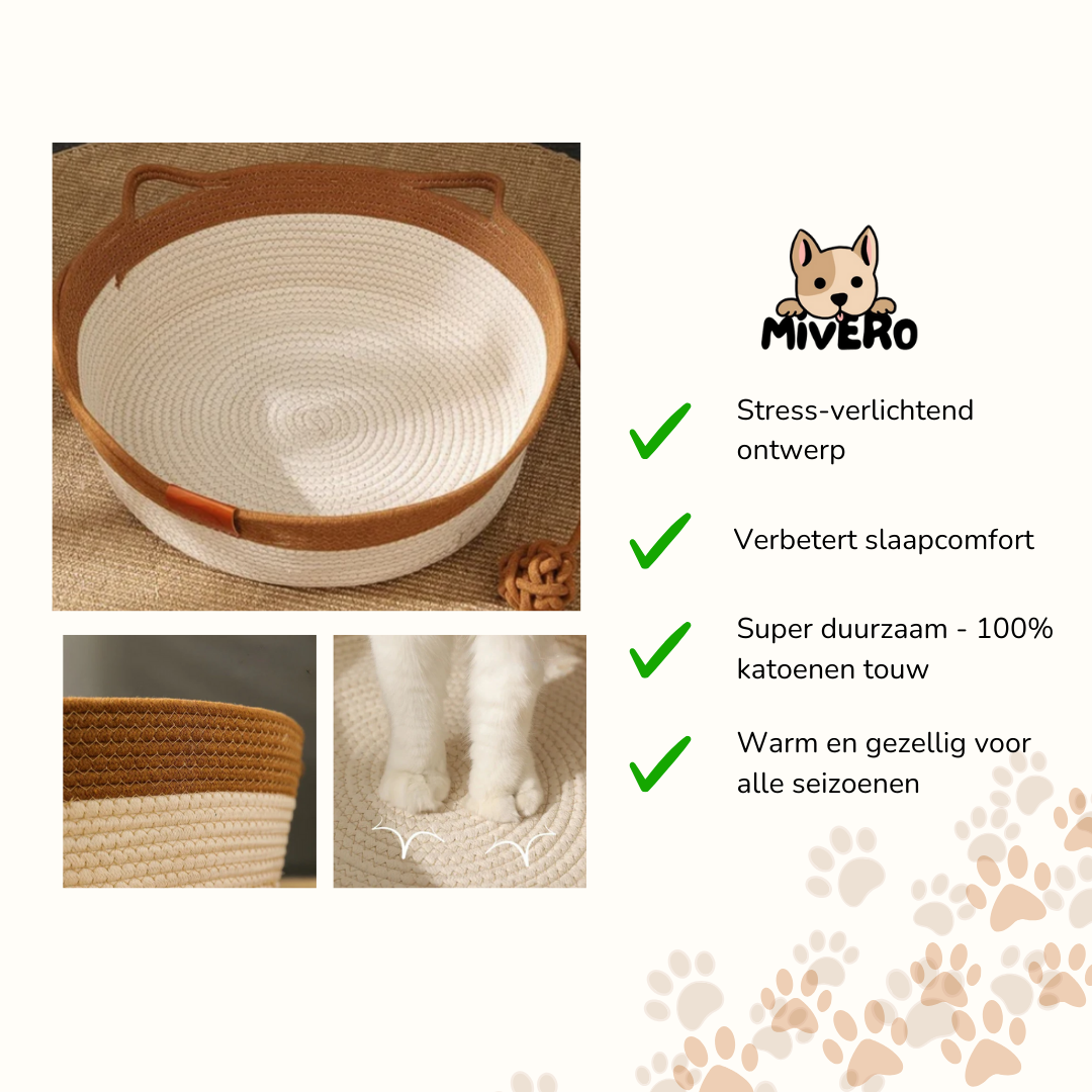 PawBasket - Katoenen Gevlochten Kattenmand