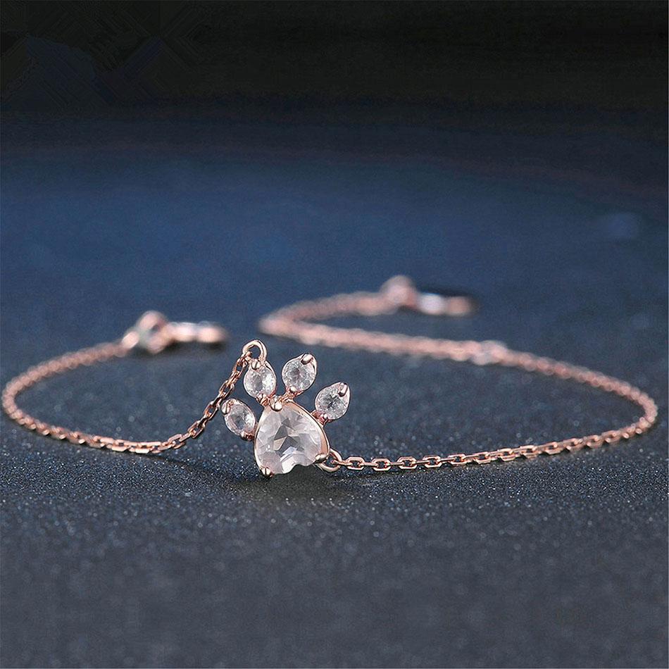 Armband met pootafdruk van rozenkwarts